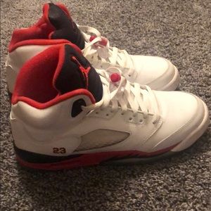Fire red Air Jordan 5s sneakers